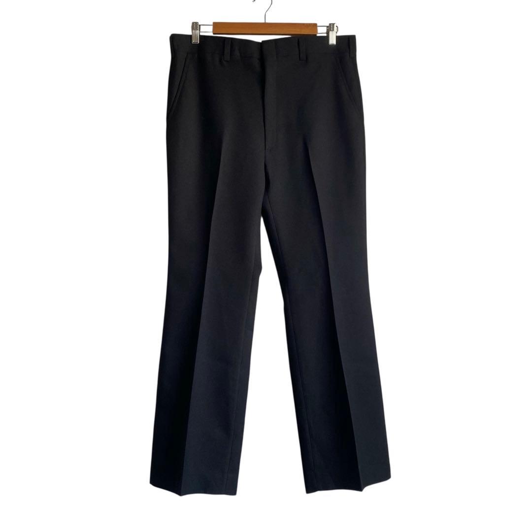 80s USA製　HAGGAR アクションスラックス ブラック w35相当 黒