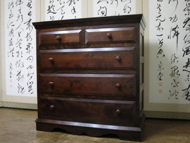 松本民芸家具 ミズメザクラ 無垢材 整理タンス 刻印有/チェスト/引き出し