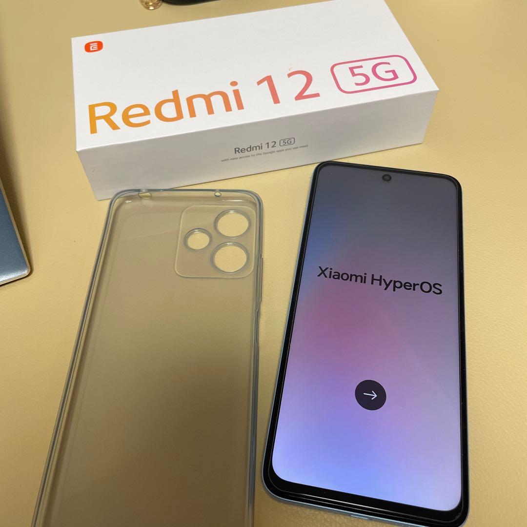 ジャンク品Xiaomi Redmi 12 5Gスカイブルー本体 ケース付き
