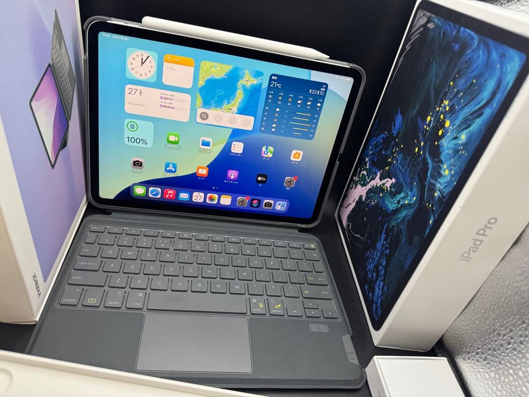 美品256GBipadpro11お絵かきマグネットキーボード本体充電式ペンガラス