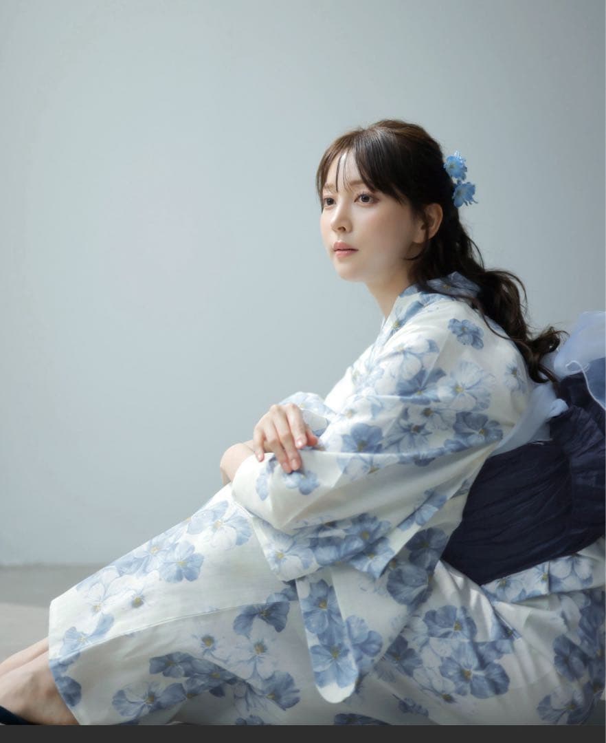 Dita 1人で着られる浴衣セット　ネイビー