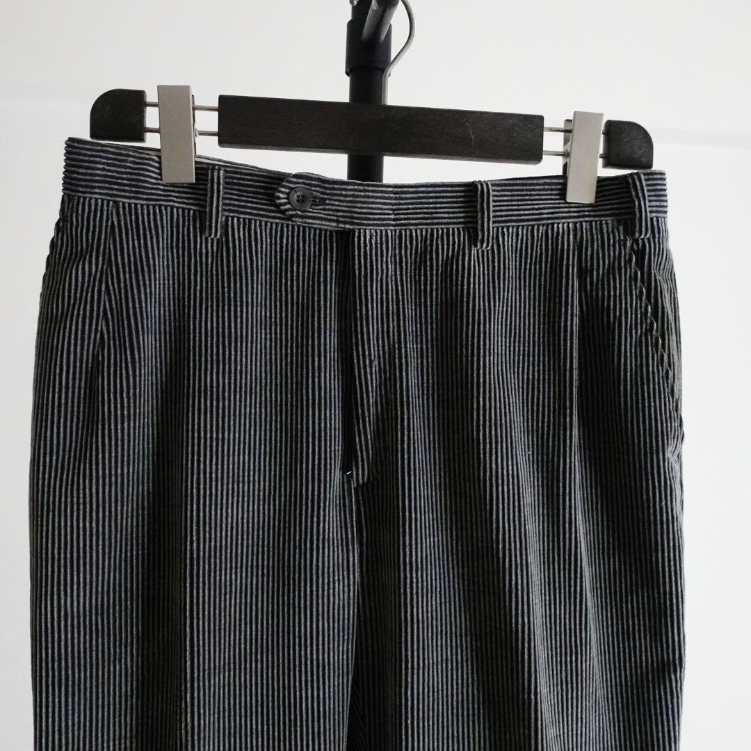 【イタリア製】Brioni コーデュロイ　セミワイドトラウザーズ　ブラック