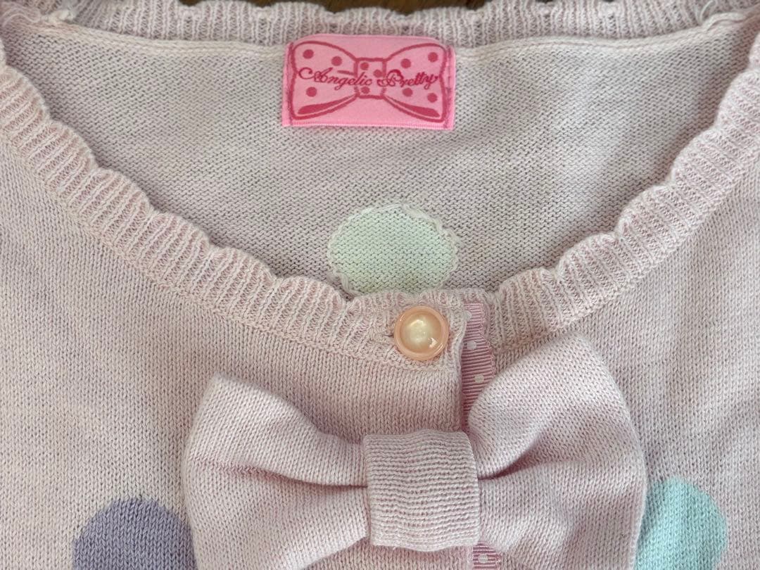 Angelic Pretty 長袖 リボン ドット カーディガン ピンク