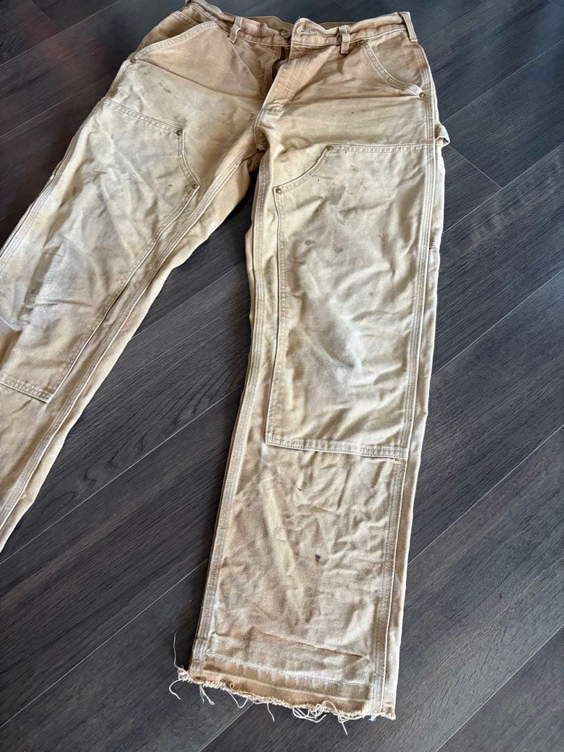 希少 USA製 ビンテージ カーハート ダブルニー ペインターパンツ ベージュ