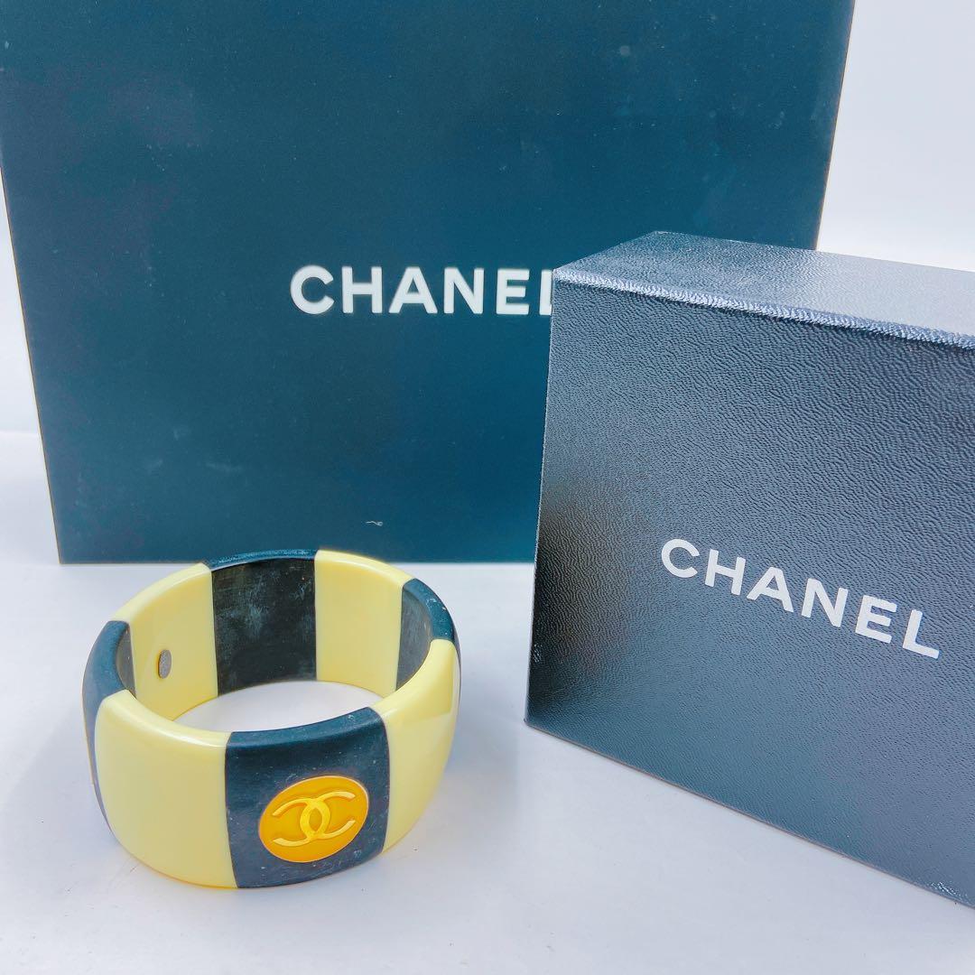 9EM102 CHANEL シャネル バングル ヴィンテージ ココ ストライプ