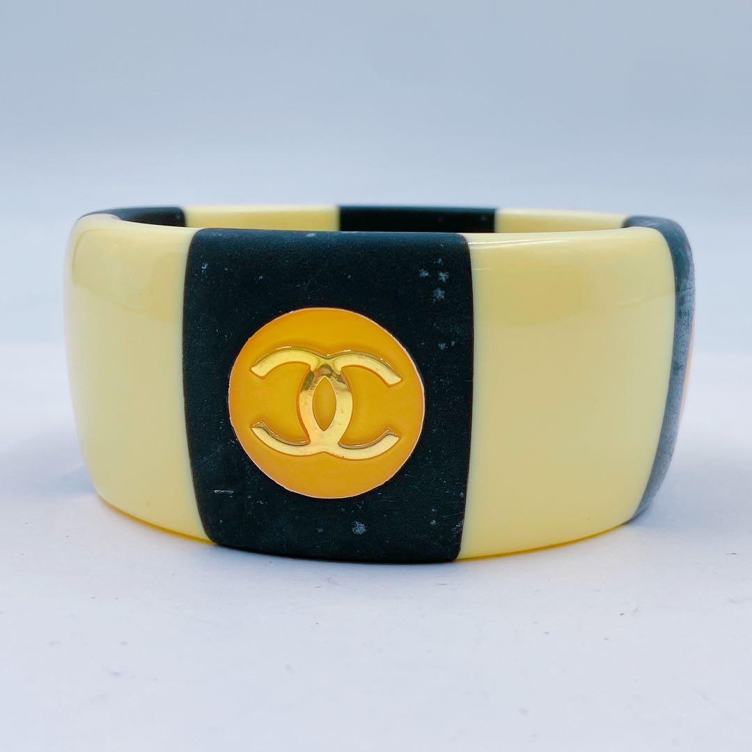 9EM102 CHANEL シャネル バングル ヴィンテージ ココ ストライプ