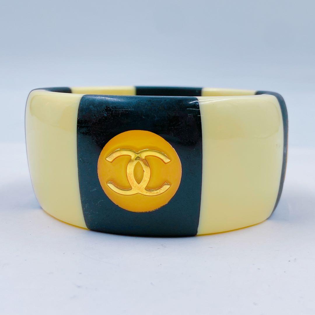 9EM102 CHANEL シャネル バングル ヴィンテージ ココ ストライプ