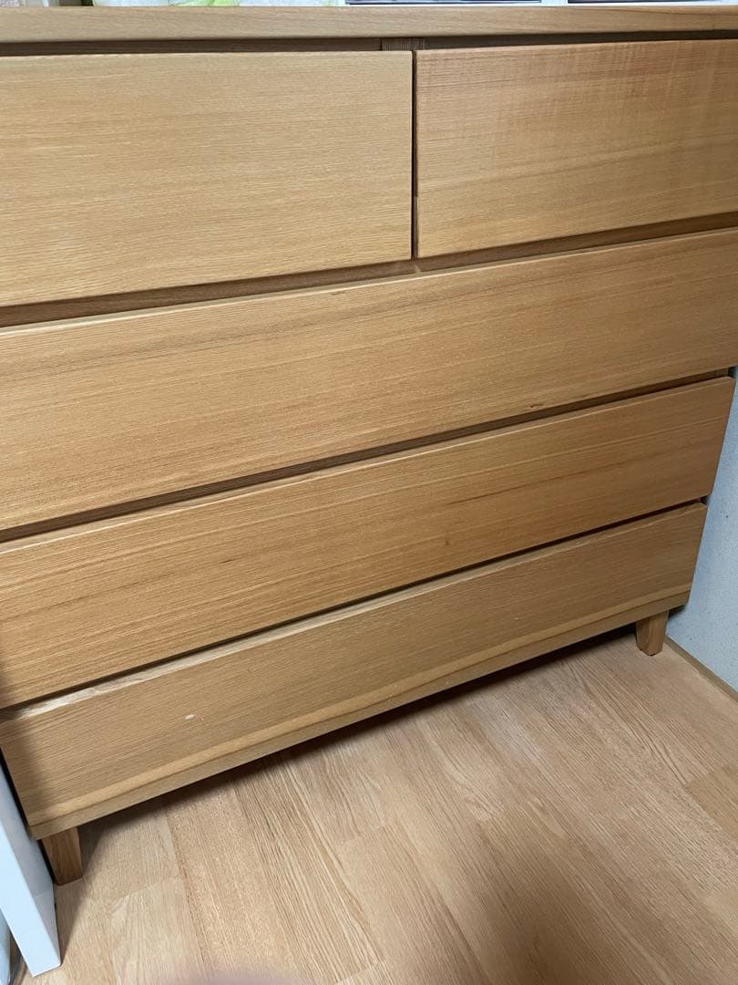 スヌ　美品 無印良品 脚付き木製チェスト4段