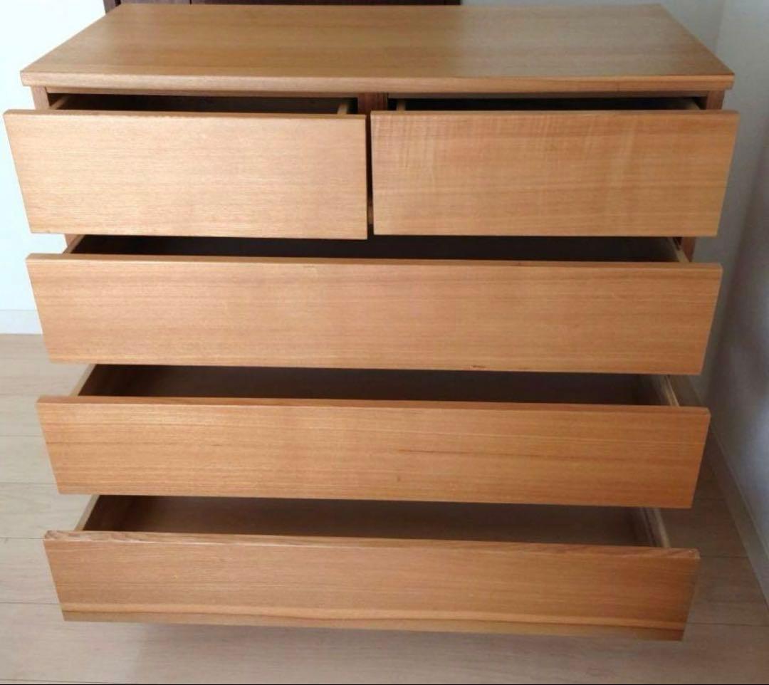 スヌ　美品 無印良品 脚付き木製チェスト4段