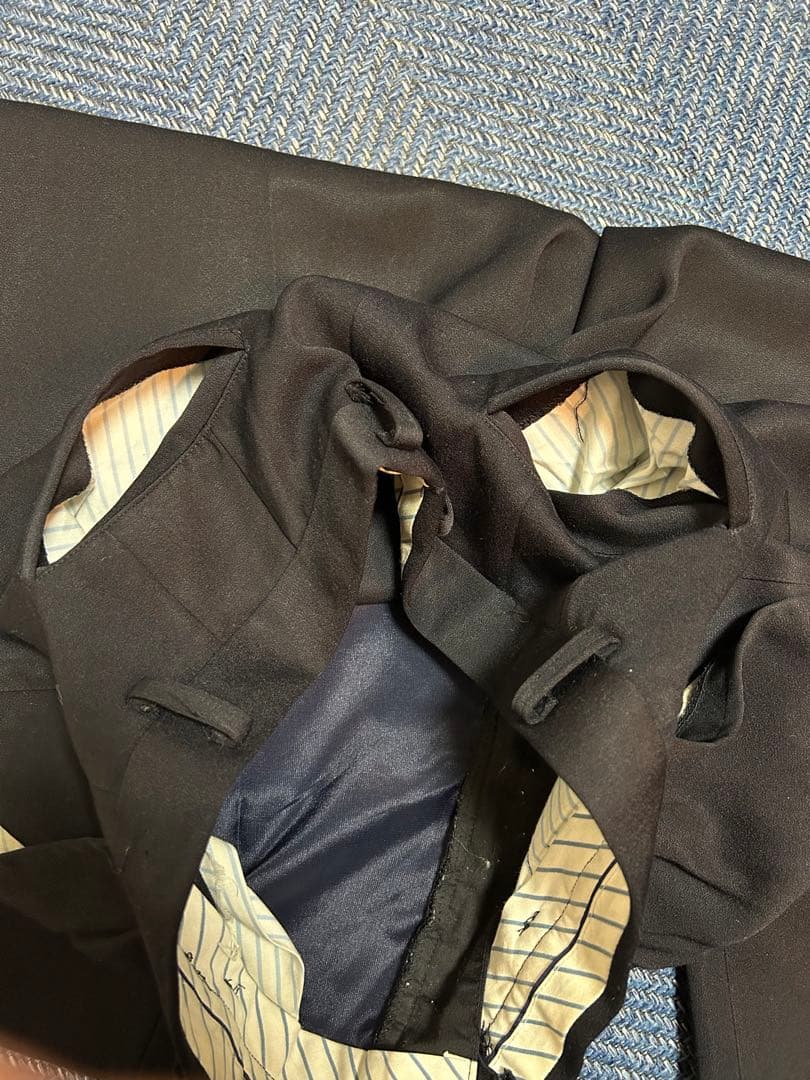 50s〜60s レーヨンウールギャバジンスラックス　両爪　ブラック　着画あり