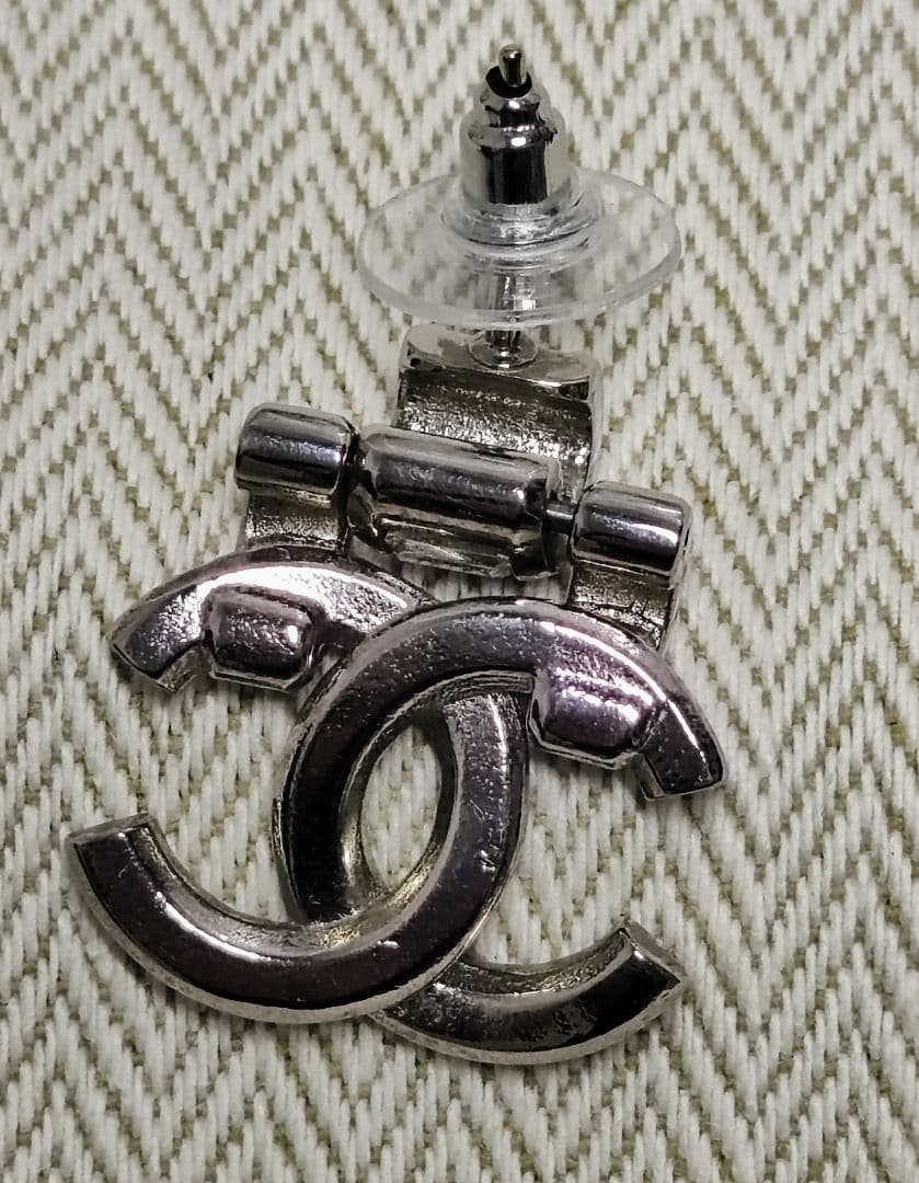 シャネル ココ ラインストーン ピアス 金具シルバー 超美品