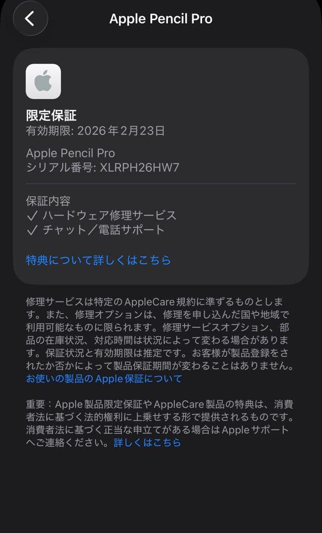 極美品　Apple保証付き　2025年2月購入　Apple Pencil Pro