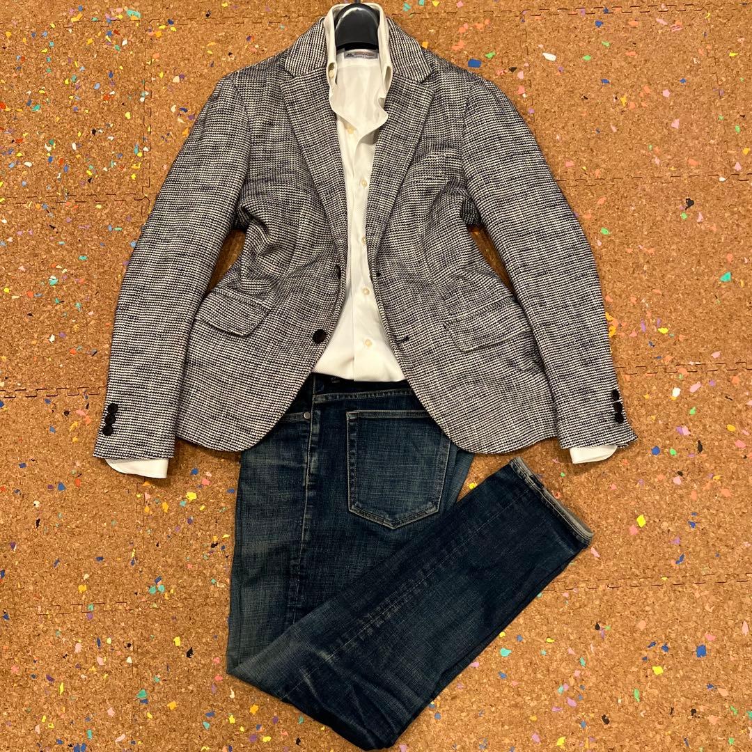 EDIFICE ジャケット 白×紺 Sサイズ