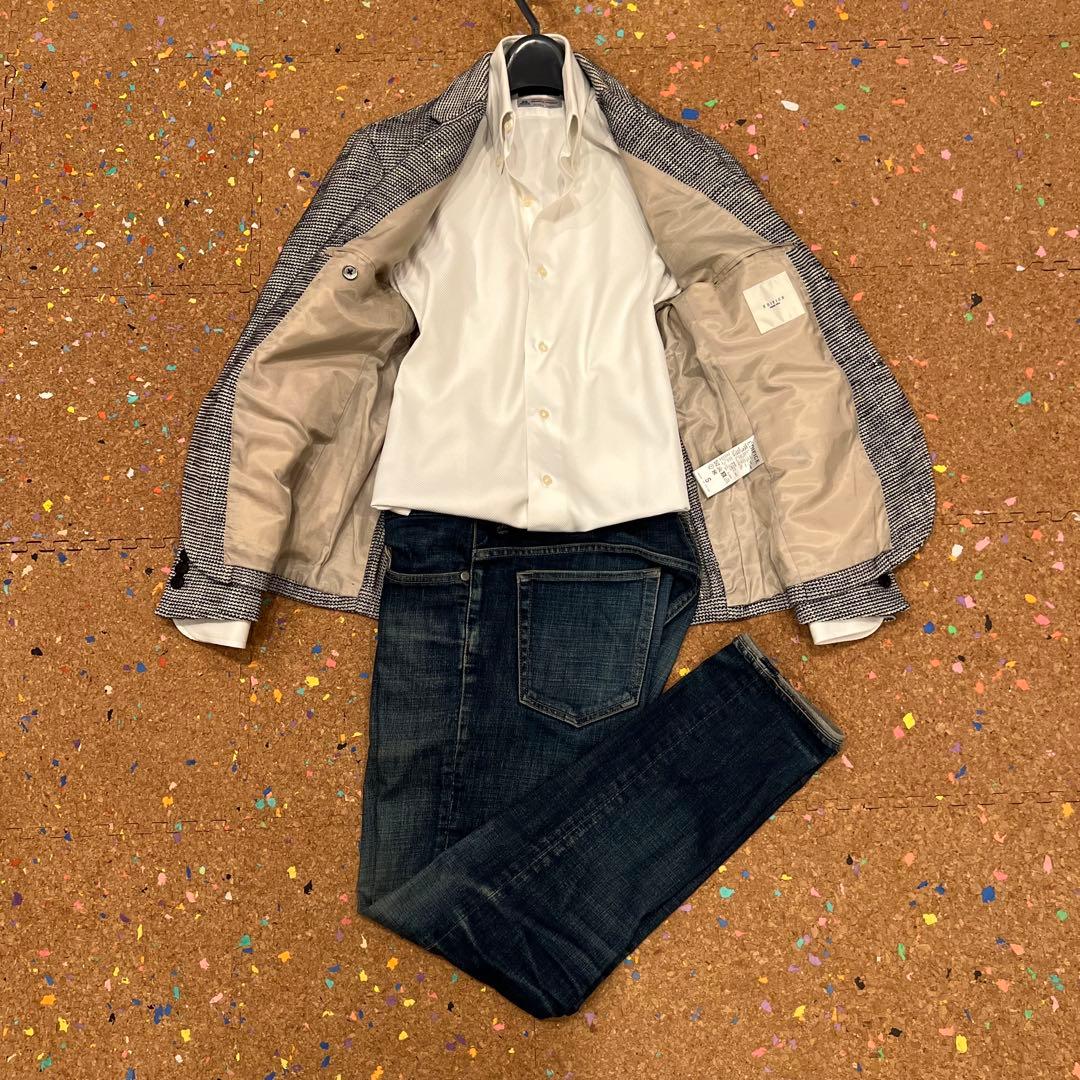 EDIFICE ジャケット 白×紺 Sサイズ