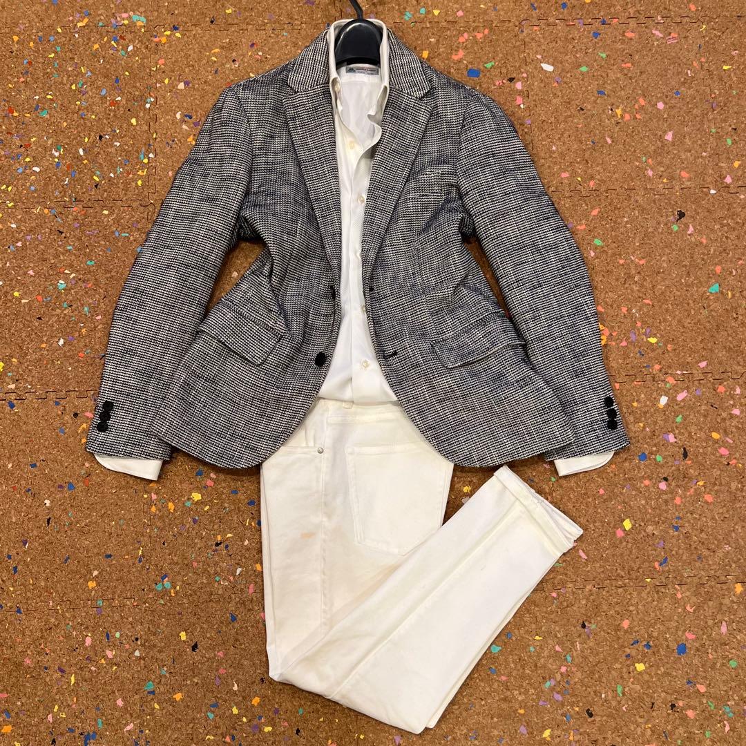 EDIFICE ジャケット 白×紺 Sサイズ