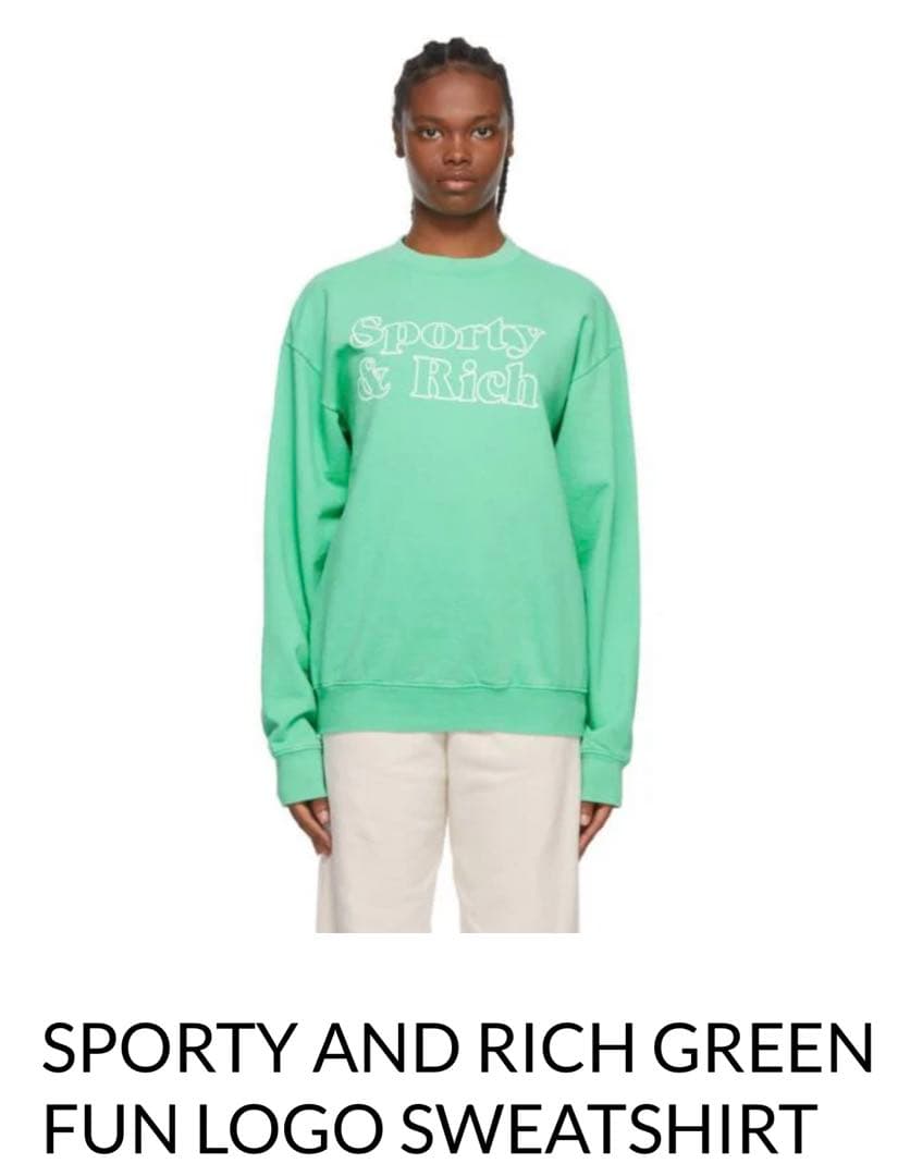 Sporty & Rich Fun Logo Crewneck パステルグリーン