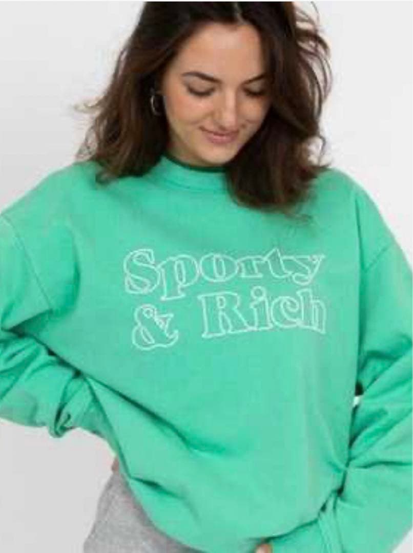 Sporty & Rich Fun Logo Crewneck パステルグリーン