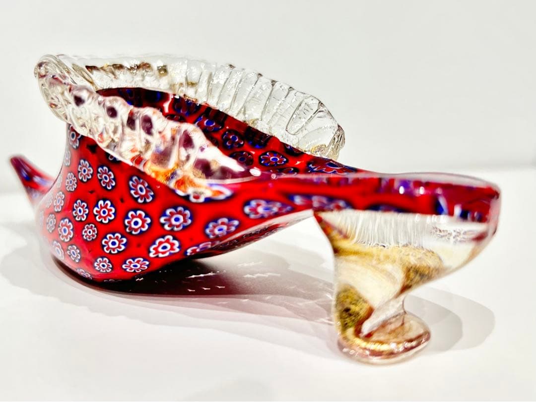 レトロポップ ベネチアンガラス ムラーノ ミルフィオリ 靴 花 ペーパーウエスト