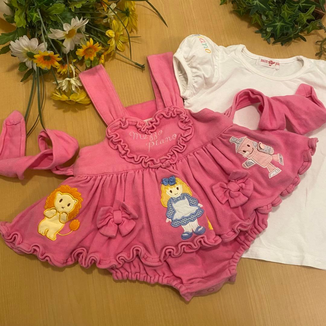 希少　メゾピアノピンクワンピースロンパース白半袖ブラウス　セット