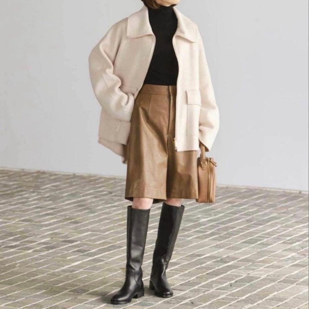 美品 Noble キャメルミックスリバージップコート 36