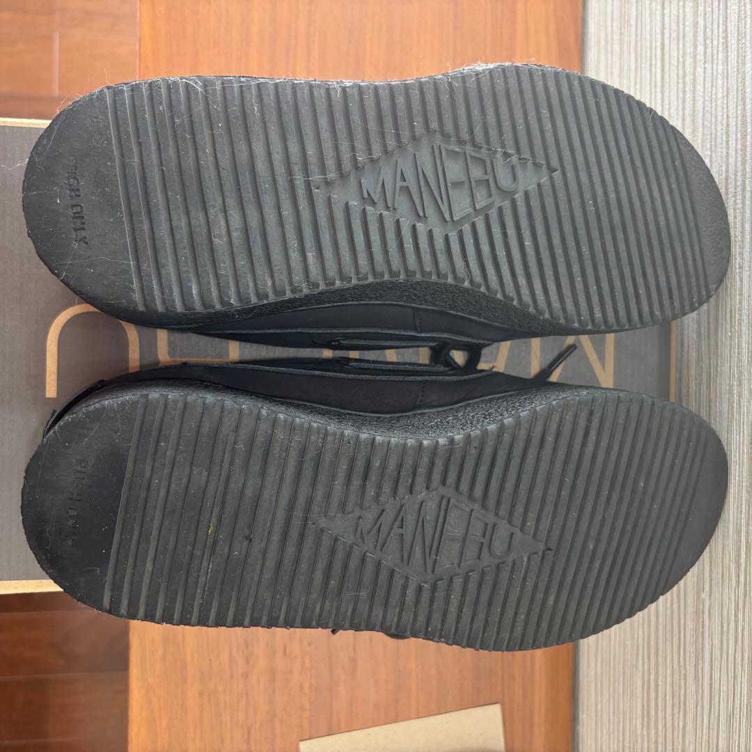 【美品】MANEBU マネブ　黒 レザー モカシンスタイル 27.5㎝