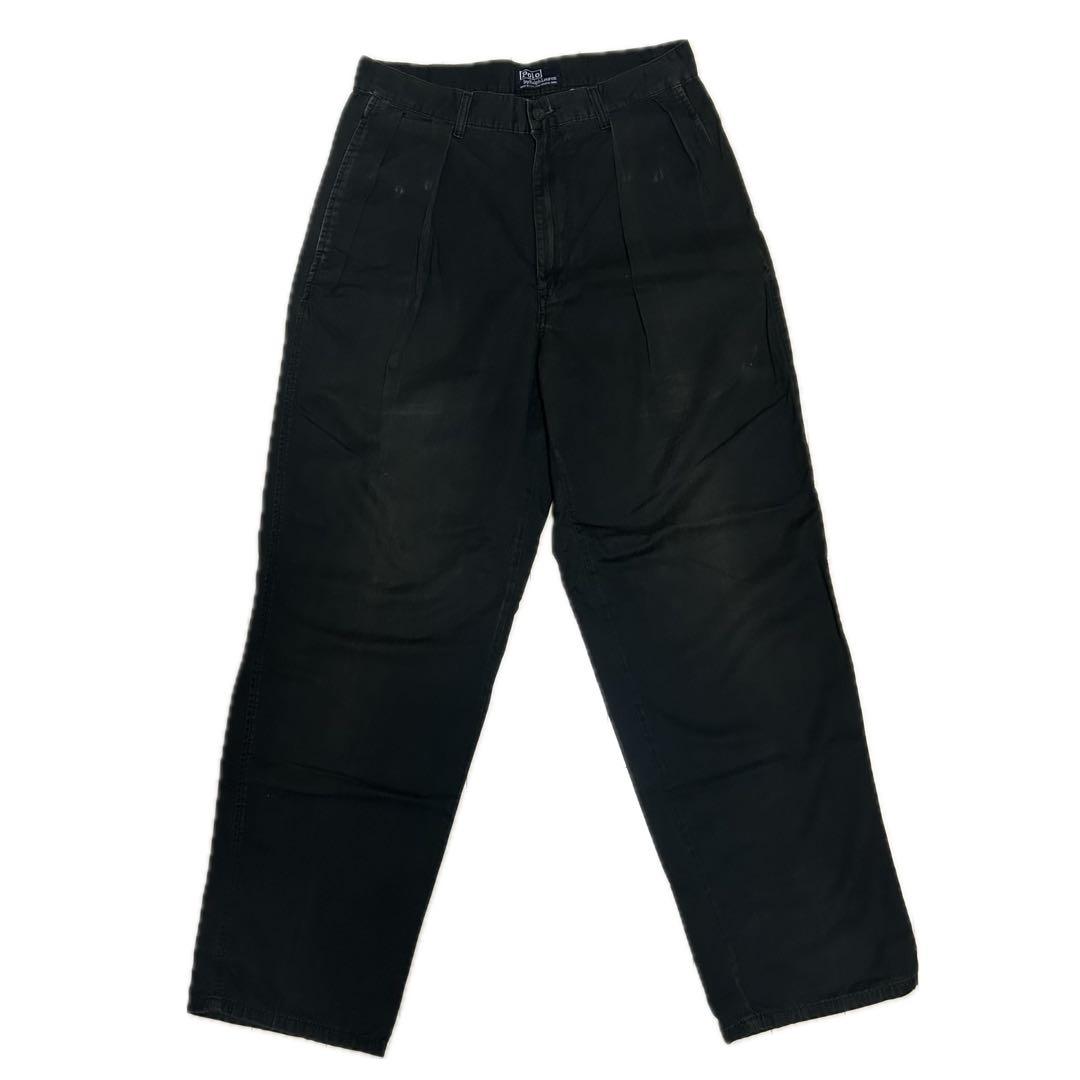 初期タグ80s90sポロチノ USA製 ブラック ２タック