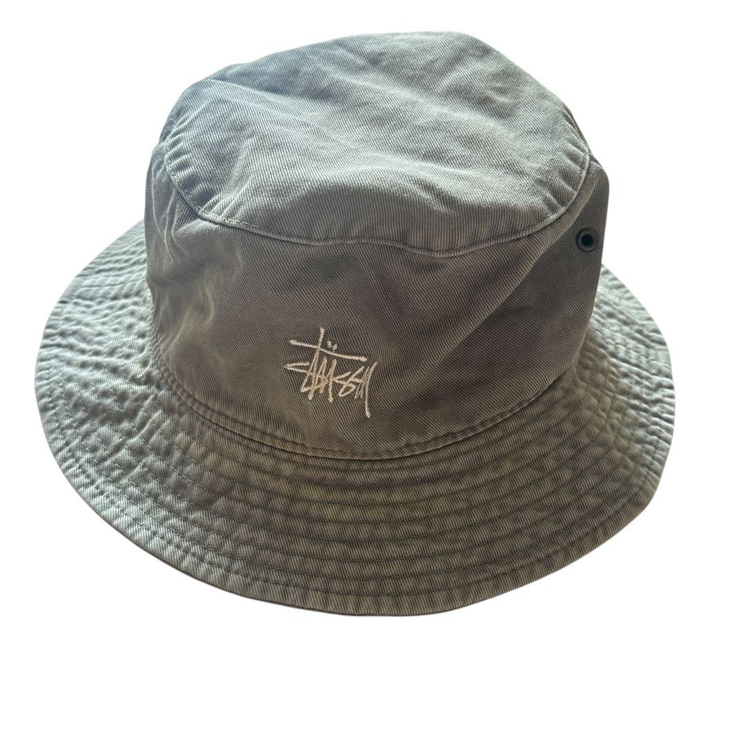90s old stussy オールドステューシー　バケットハット　カーキ