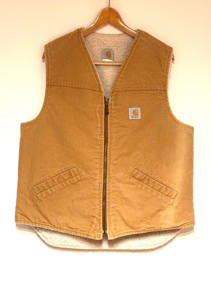 専用 カーハート ダックベスト ベスト XLサイズ ベージュ 古着 フェード