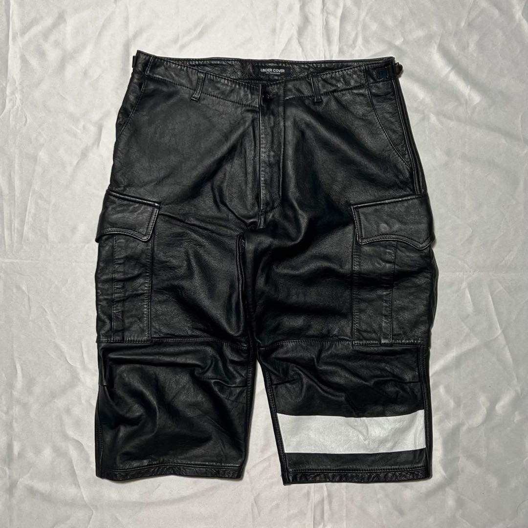 定*鮪様 UNDERCOVER 90s レザーショーツ 黒 初期 ショートパンツ