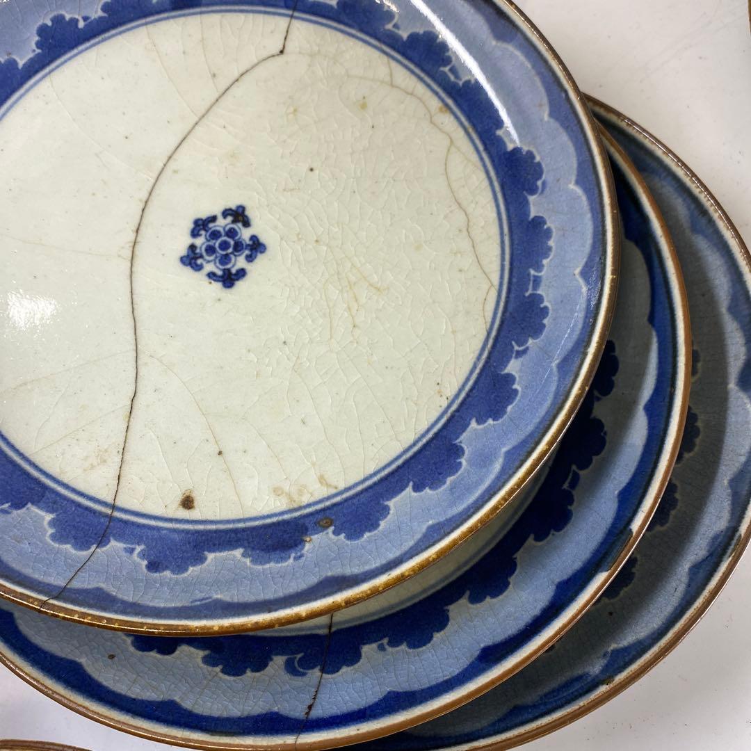 古伊万里　七寸皿19点　木箱付　東Y7-0220①タエチ