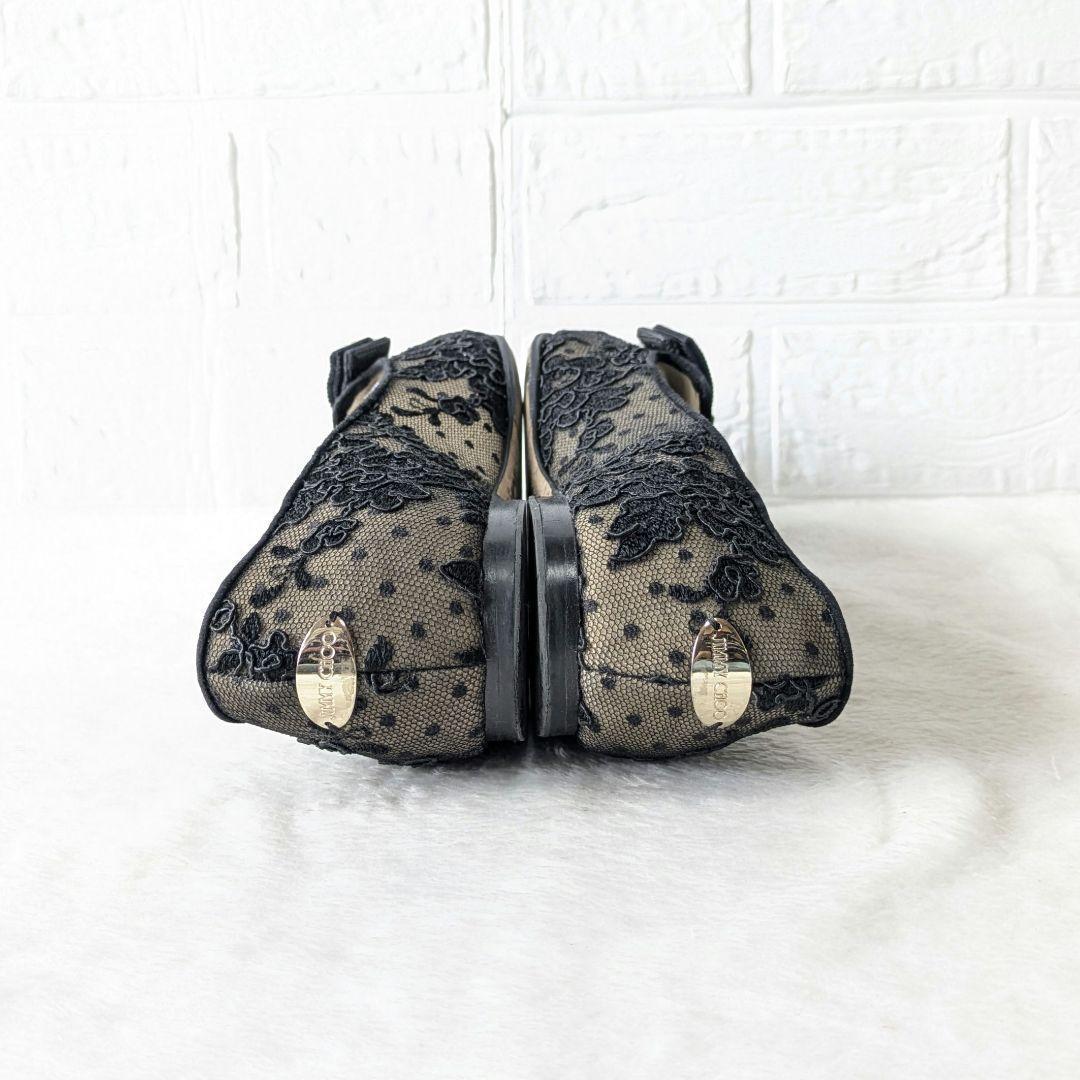 ✨人気✨JIMMY CHOO 総レース フラットシューズ フラワー 刺繍 黒