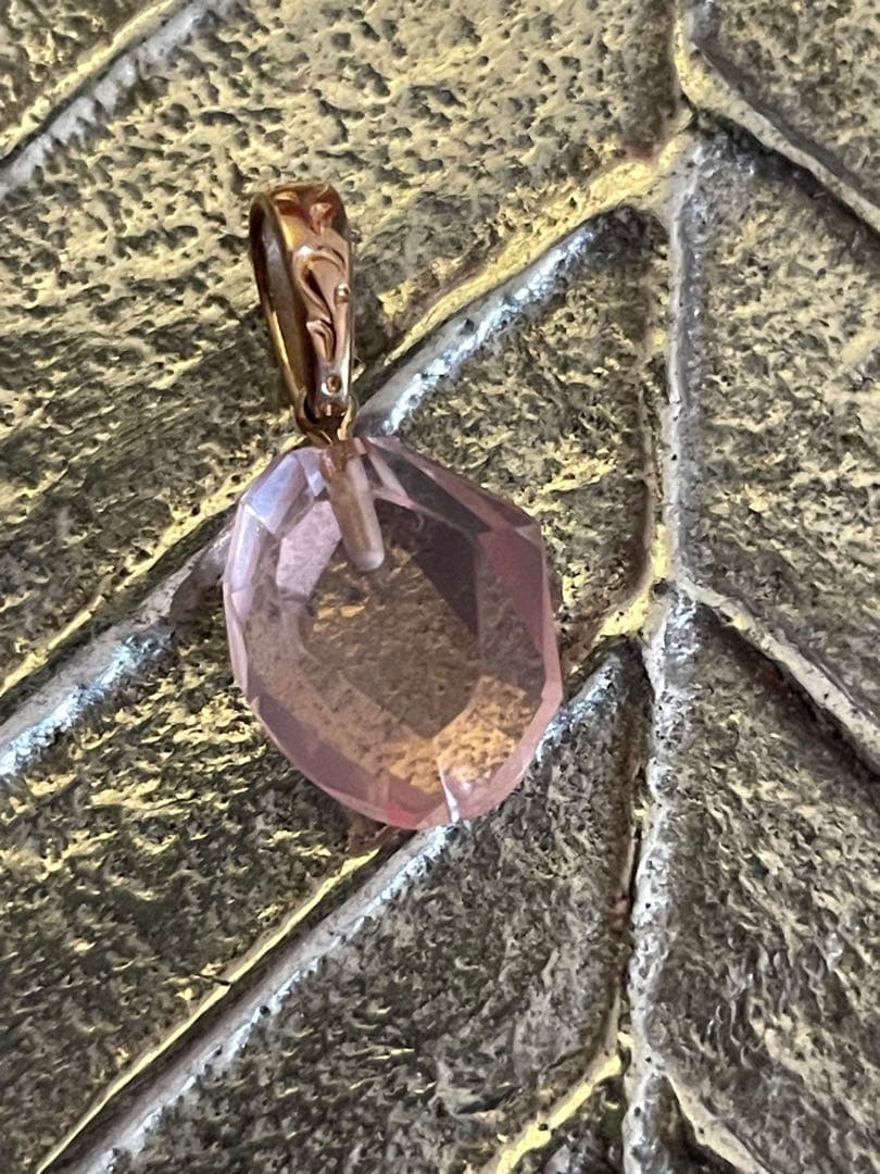 agete k10 ローズクォーツ ネックレスチャーム