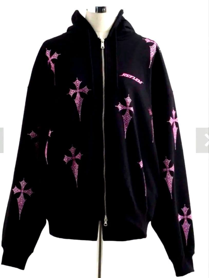 REFLEMタグ付き♥ファー付き十字架クロスZIPパーカーPINK2way♥