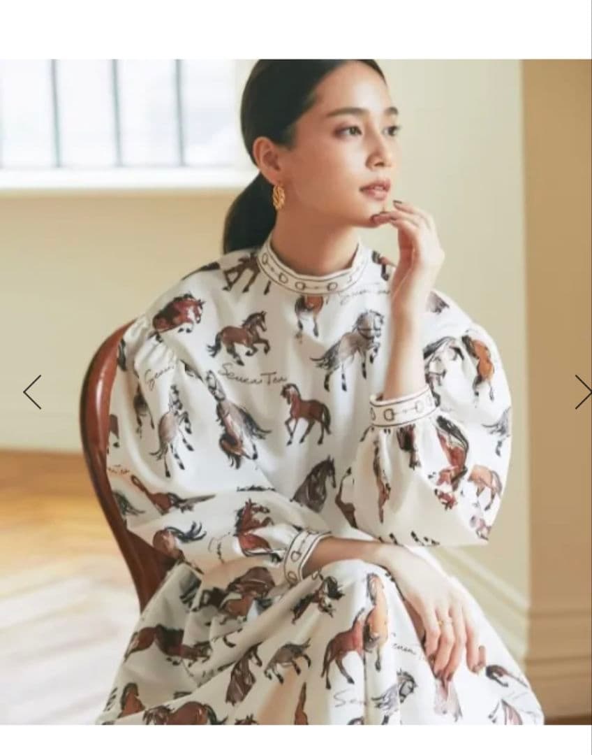 seventenセブンテン・ホースプリントブラウス(オフホワイト)S未使用に近い