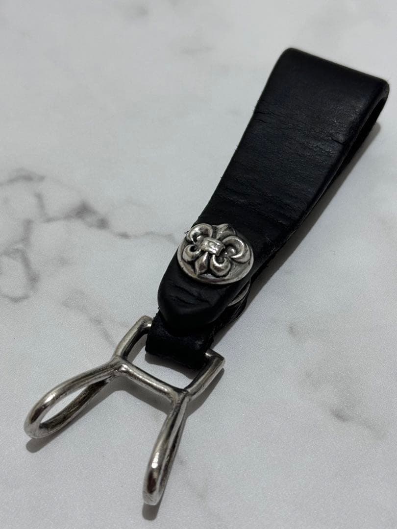 クロムハーツベルトループBSフレアボールボタンレザーベルトループ