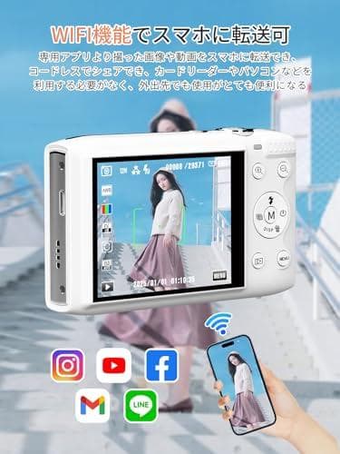 AAiMike スマホに送れる デジタルカメラ 5K デジカメ WIFI転送機能