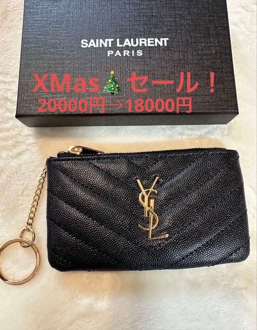【SAINT LAURENT】モノグラム・サンローラン キーポーチ ブラック