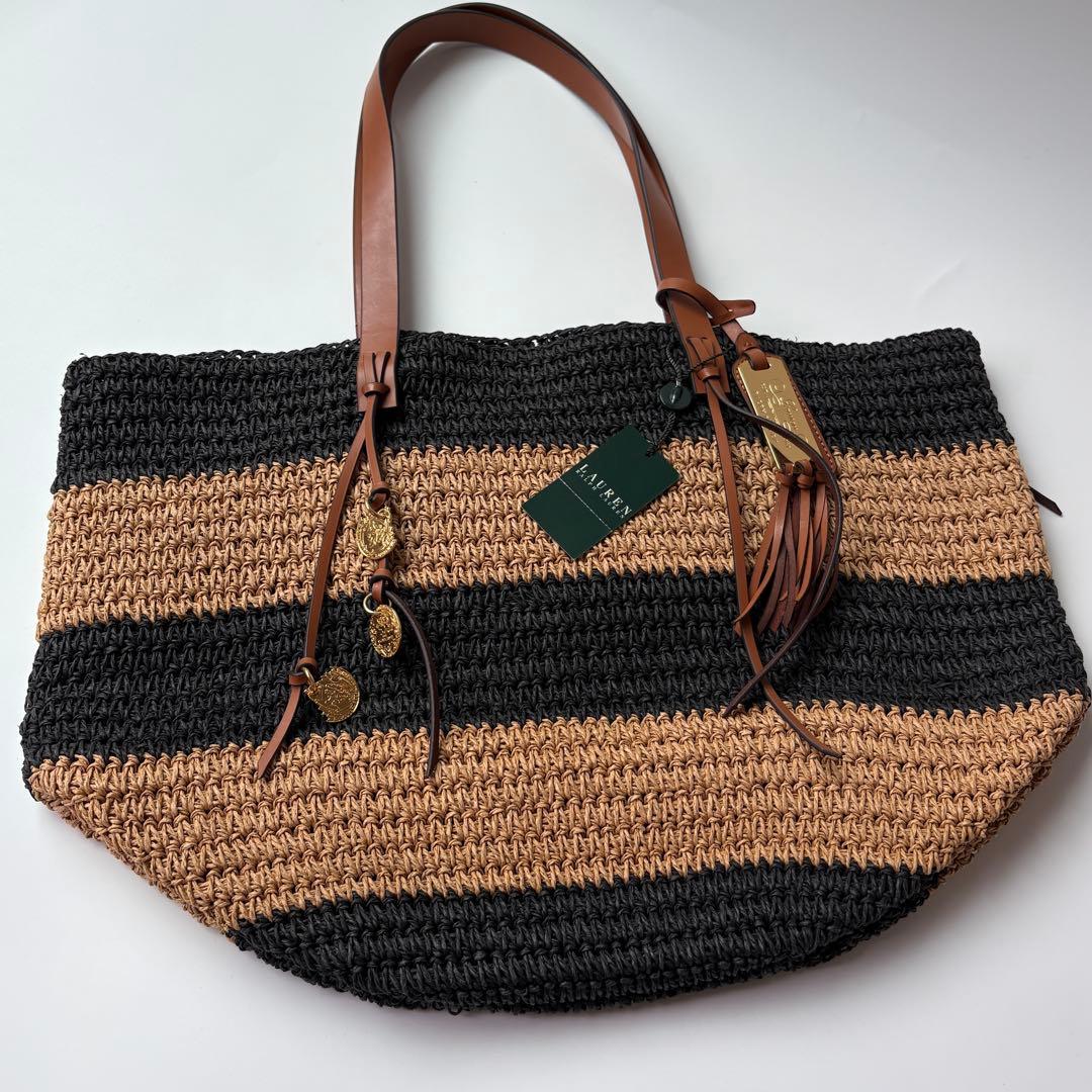 極美品✨ ローレンラルフローレン　カゴバック　編み込み　肩掛け　タグ付きチャーム