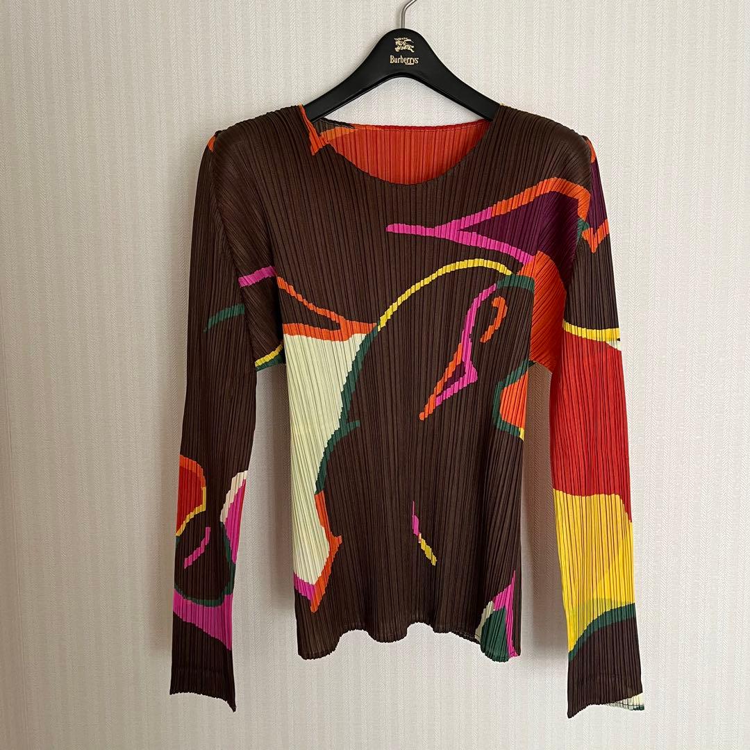 PLEATSPLEASE イッセイミヤケ トップス　カットソー　マルチカラー