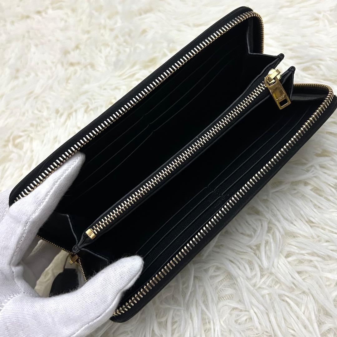 ［美品］SAINT LAURENT 長財布 ブラック レザー ラウンドファスナー