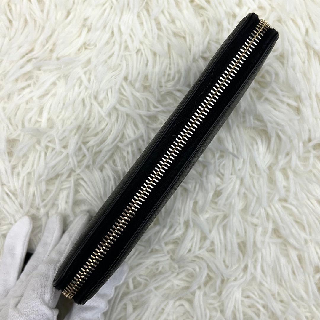 ［美品］SAINT LAURENT 長財布 ブラック レザー ラウンドファスナー