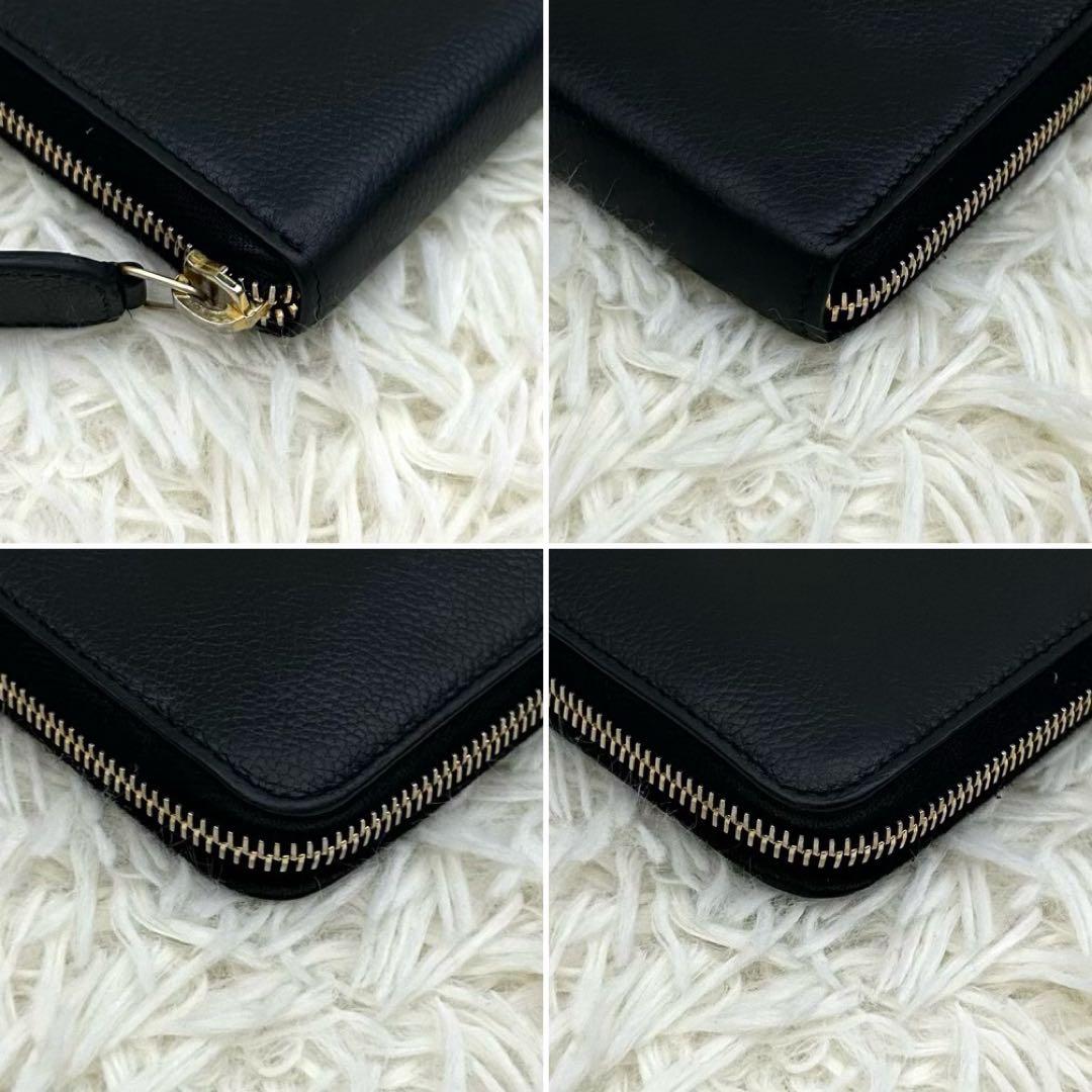 ［美品］SAINT LAURENT 長財布 ブラック レザー ラウンドファスナー