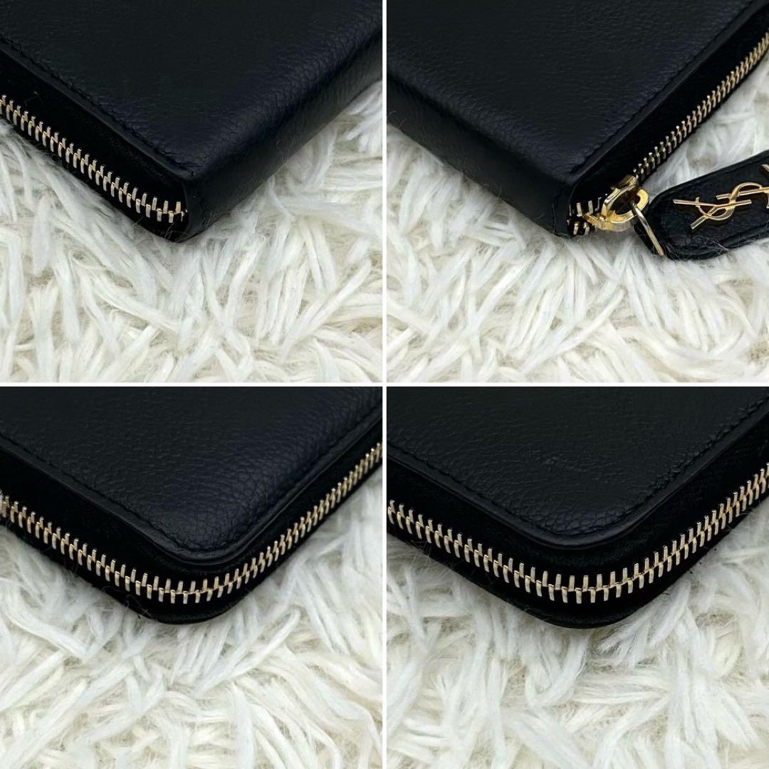 ［美品］SAINT LAURENT 長財布 ブラック レザー ラウンドファスナー