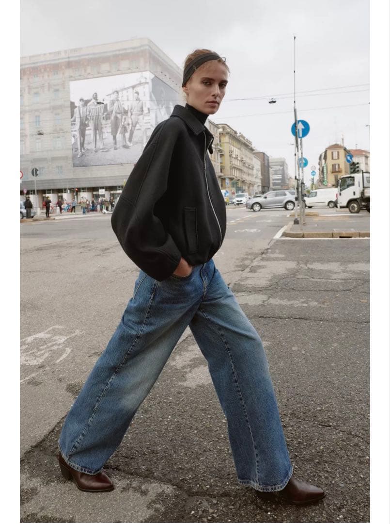 ZARA新品タグ付き13590円　ウール調コントラストカラーボンバージャケットS