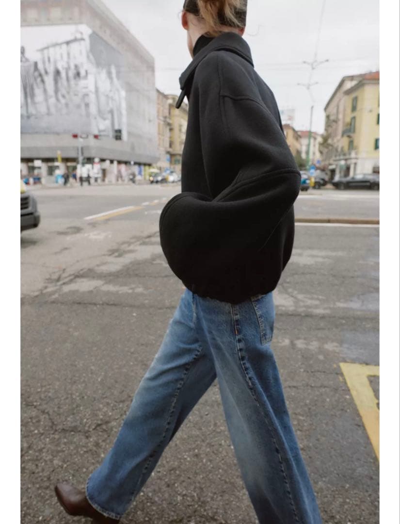 ZARA新品タグ付き13590円　ウール調コントラストカラーボンバージャケットS