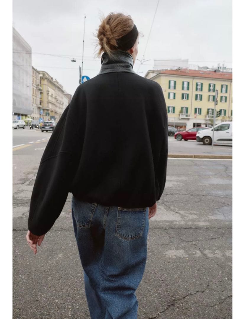 ZARA新品タグ付き13590円　ウール調コントラストカラーボンバージャケットS