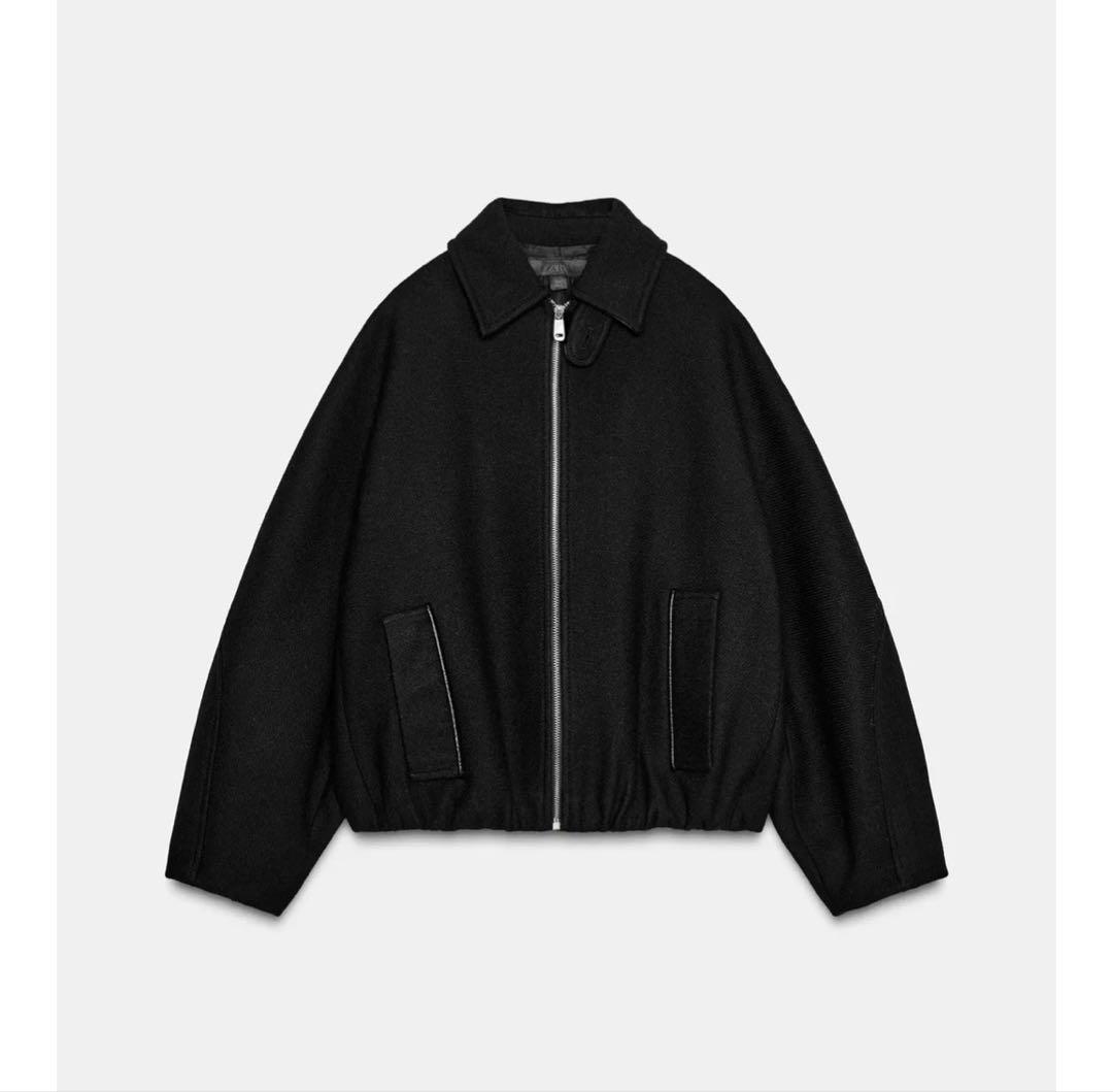 ZARA新品タグ付き13590円　ウール調コントラストカラーボンバージャケットS