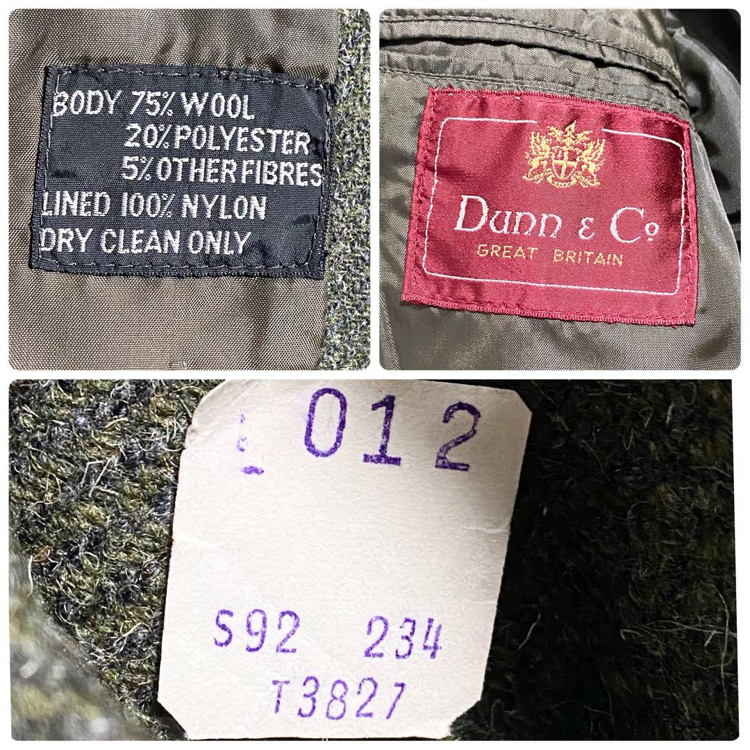 T18548 Dunn&Co 90s ウールツイードサファリジャケット 緑012