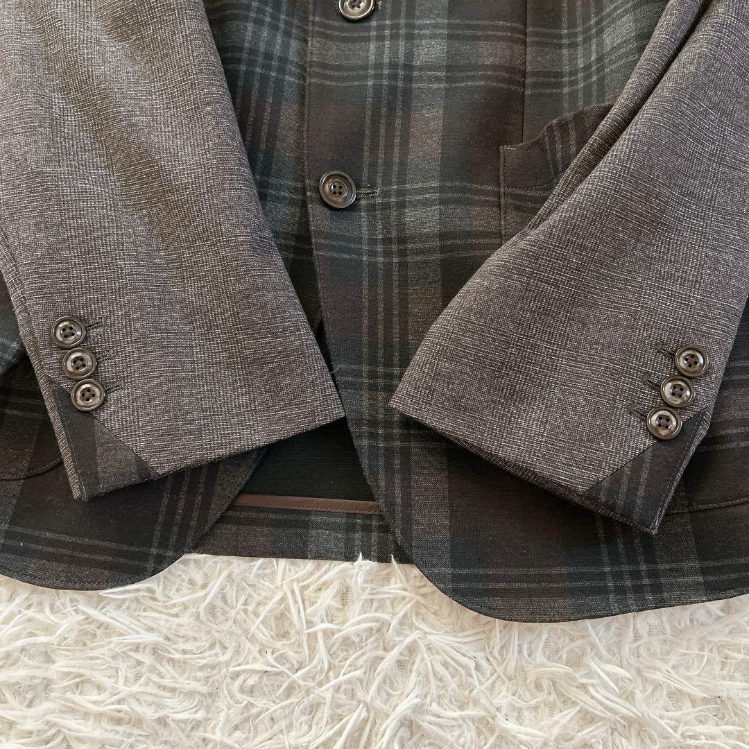美品　ミツミネ　テーラードジャケット　チェック　切替　2B シングル