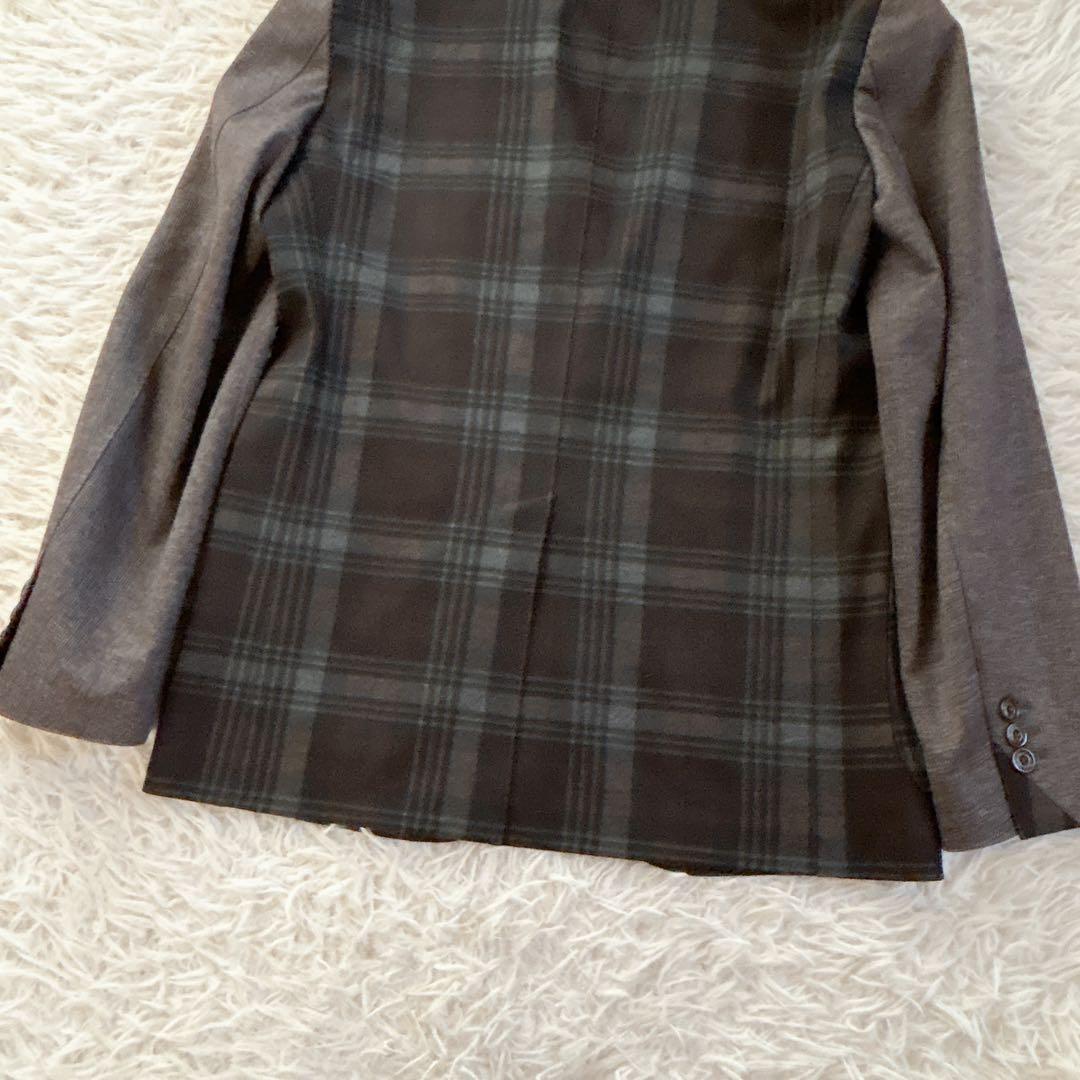 美品　ミツミネ　テーラードジャケット　チェック　切替　2B シングル